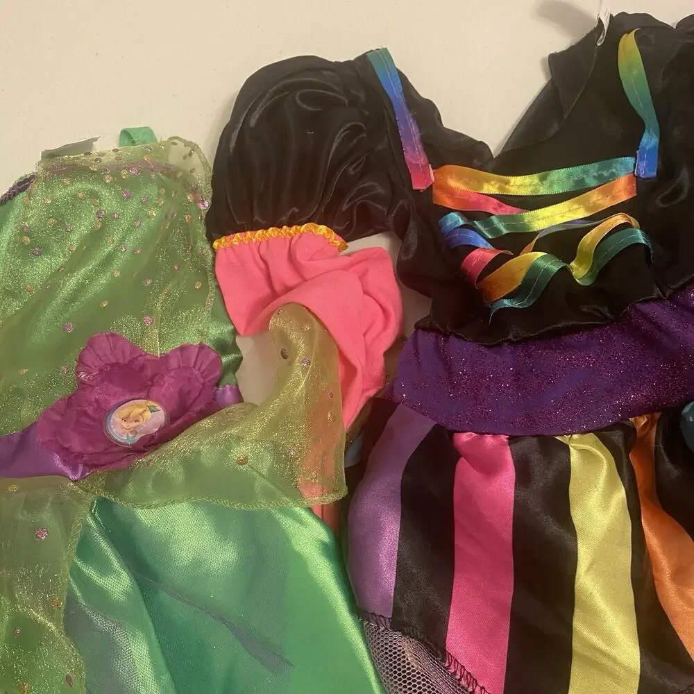 Halloween Costume Dress Rainbow Witchy Hat Tinker Bell Fairy Lot Of 2 Girls 3-4T